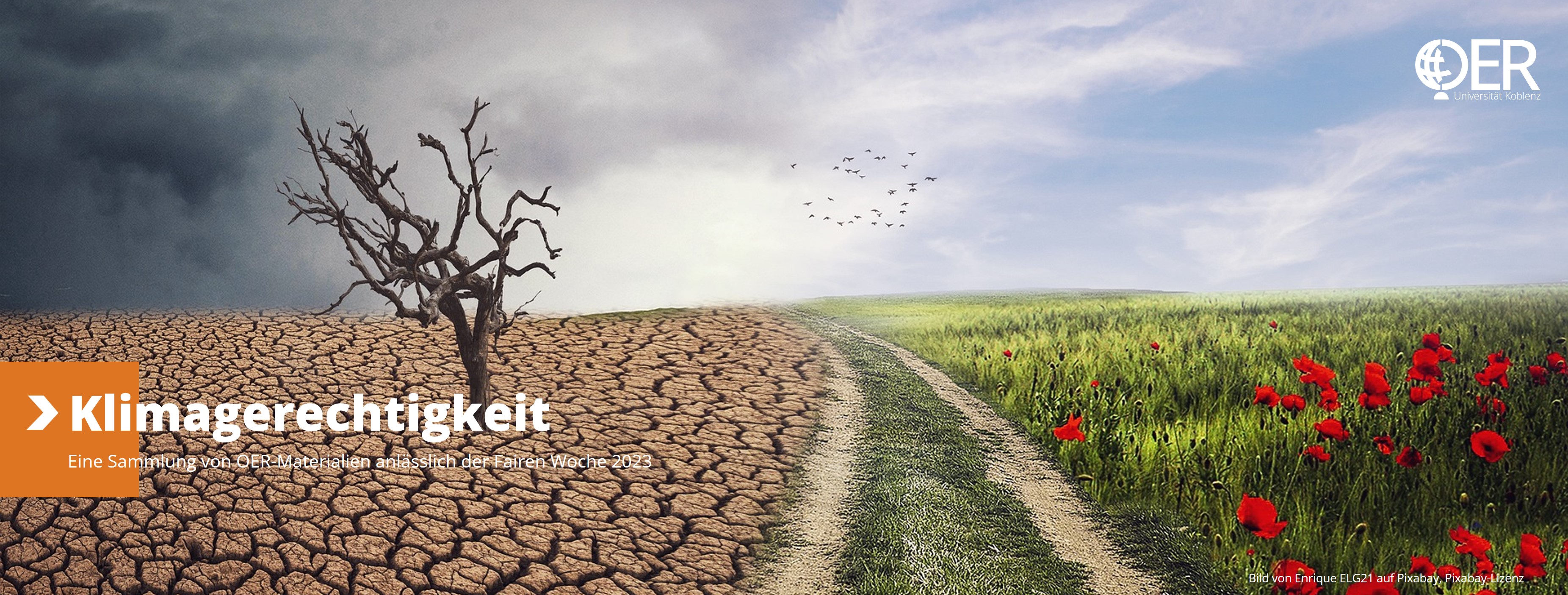 Header mit Logo OERLab der Universität Koblenz zum Thema "Klimagerechtigkeit und OER"