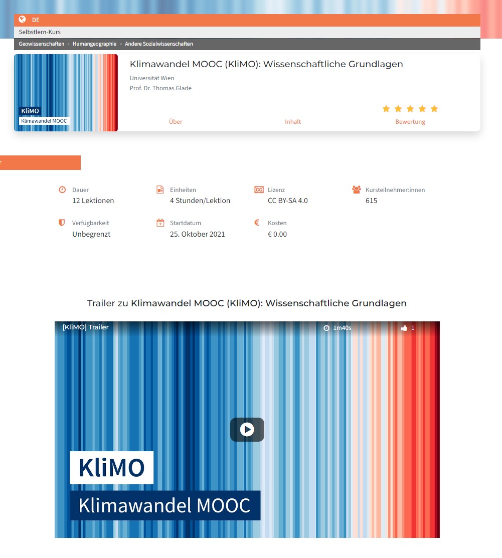 Screenshot des Klimawandel MOOC