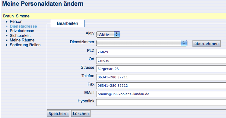 personaldaten ändern png Universität Koblenz