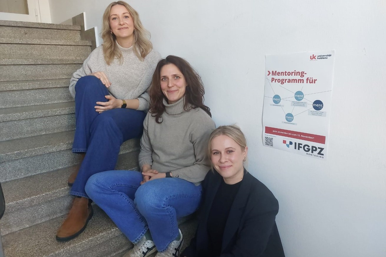 Die Koordinatorinnen (v.l.) Jewgenia Weißhaar, Julia Lederer und Marina Neuwert freuen sich auf die neuen Durchgänge des des IFGPZ-Mentorings. Bild: Universität Koblenz / Aline Sohny-Knops