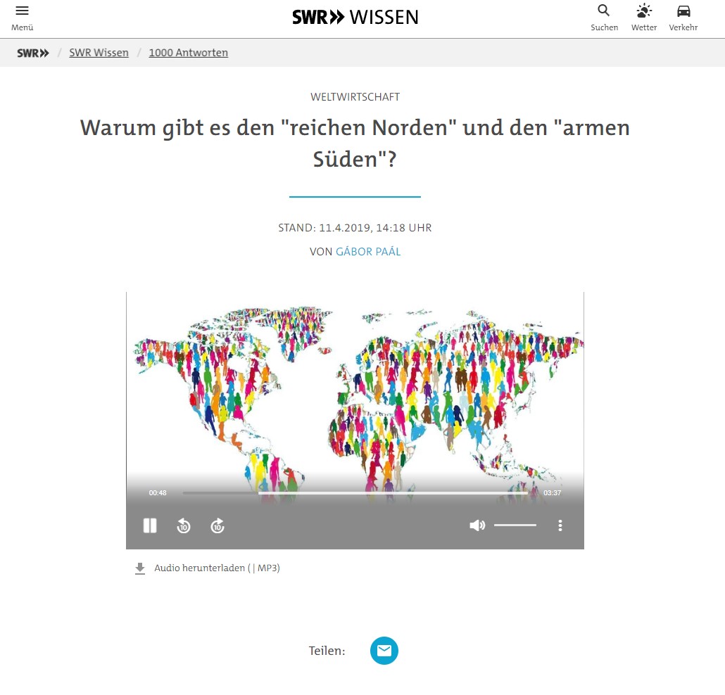 Screenshot des Podcasts "Warum gibt es den reichen Norden und den armen Süden?"