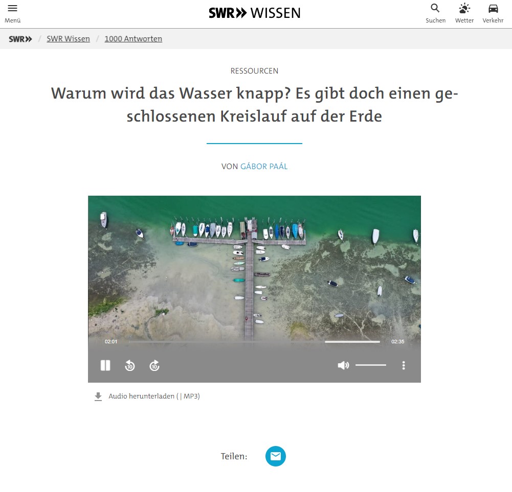 Screenshot des Podcasts "Warum wird das Wasser knapp?"