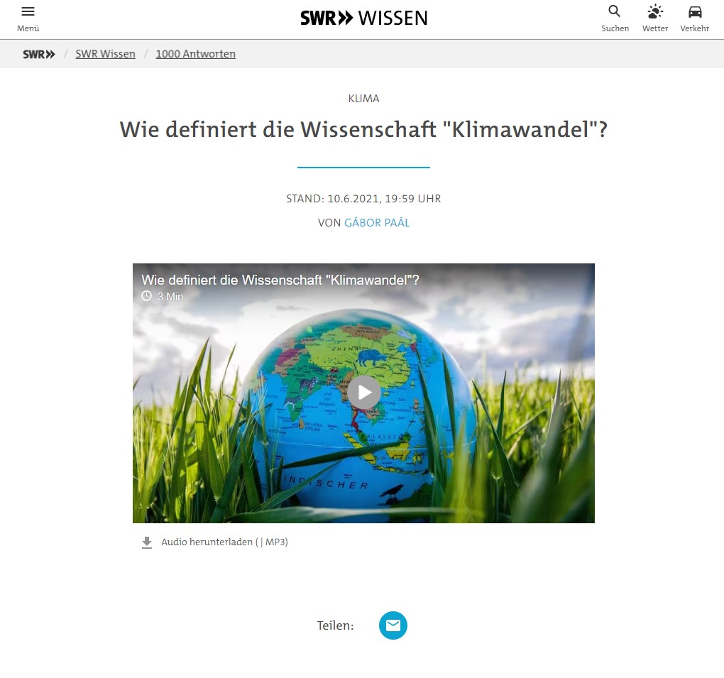 Screenshot des Podcasts "Wie definiert die Wissenschaft Klimawandel?"