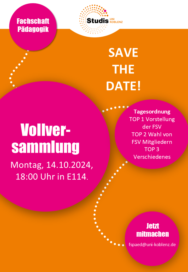 Vollversammlung am 14.10.2024 um 18.00 Uhr in E114